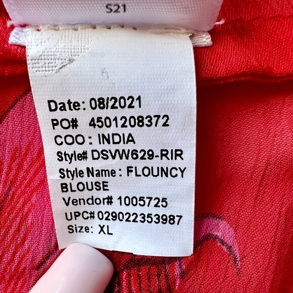 Sofia Vergara Women's Multi Color Flounce Hem Top XL - Picture 9 of 12